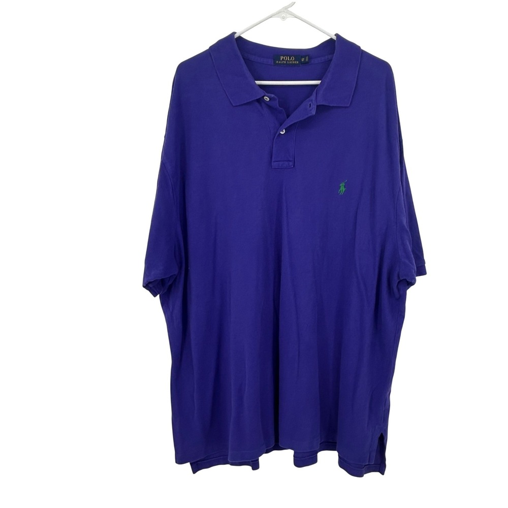 Polo Ralph Lauren Mens 3XB Big Purple Pique Mesh Polo Shirt Green Pony Logo